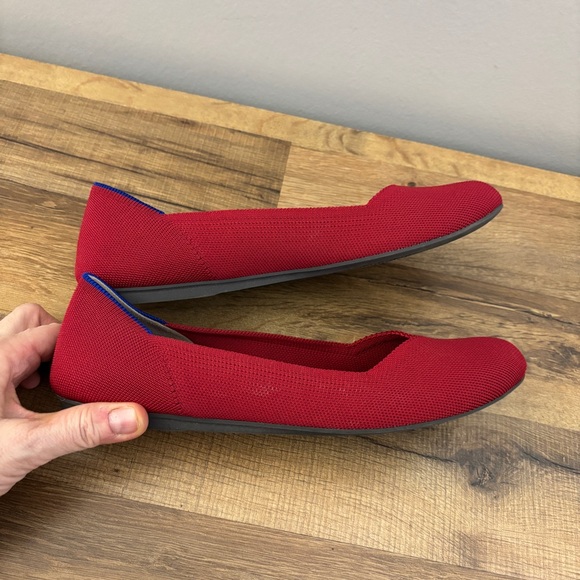 Rothy’s The Daily Flat Round Toe Ballet Flat Cherry Red size 9.5 - Picture 8 of 9
